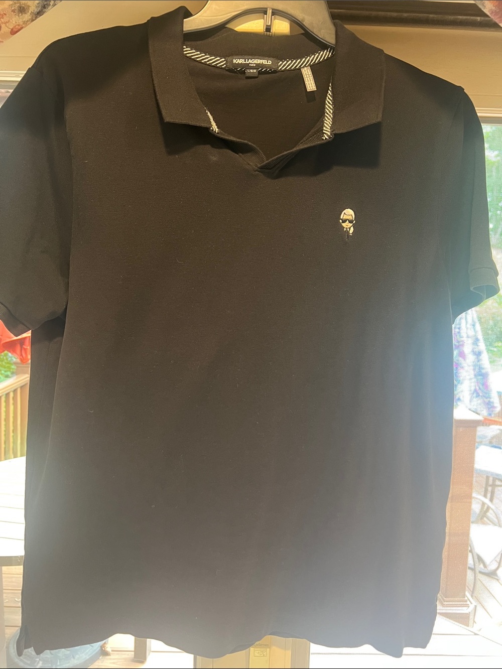 Worn 1x Karl Lagerfeld Black Polo with Signature Embroidered Icon. Large